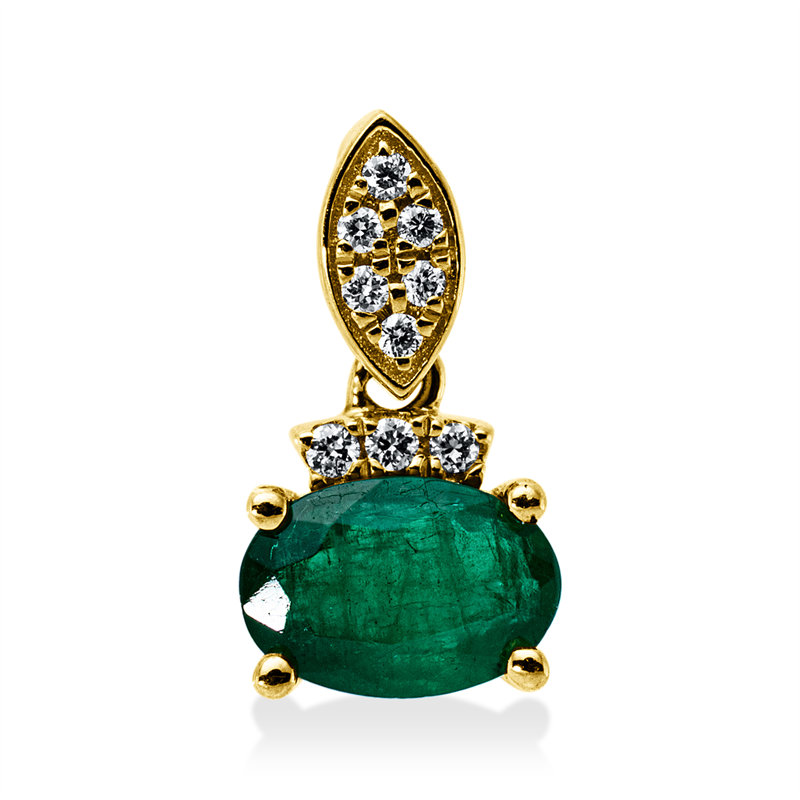 Image 90008863 - Anhänger 18 kt GG, mit Öse, 9 Brillanten 0,03 ct, TW-pi, 1 Smaragd 0,39 ct grün, ...