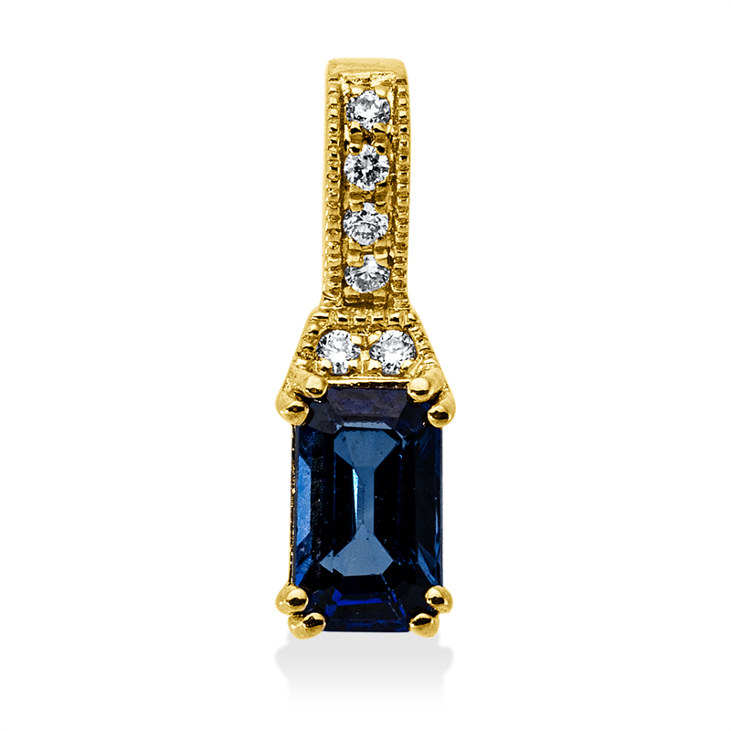 Image 90008865 - Anhänger 18 kt GG, mit Öse, 6 Brillanten 0,02 ct, TW-pi, 1 Saphir 0,36 ct blau, H:11,4 ...
