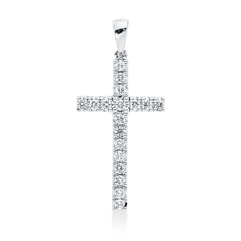 Image 90008869 - Anhänger 18 kt WG Kreuz, 18 Brillanten 0,35 ct, TW-vsi/si, H:30,8 mm, B:14,3 mm, S:2,8 ...