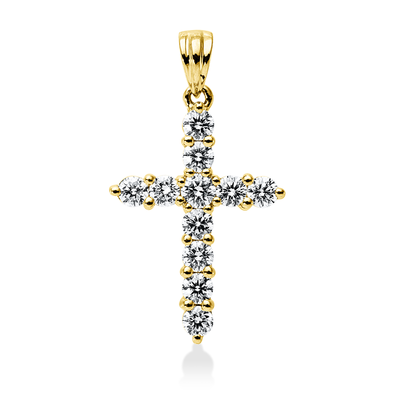Image 90008872 - Anhänger 18 kt GG Kreuz, mit Öse, 11 Brillanten 0,71 ct, TW-vsi/si, H:25,1 mm, B:14,1 ...