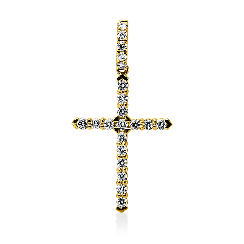 Image 90008874 - Anhänger 18 kt GG Kreuz, mit Öse, 21 Brillanten 0,38 ct, TW-vsi/si, H:29,7 mm, B:15,6 ...
