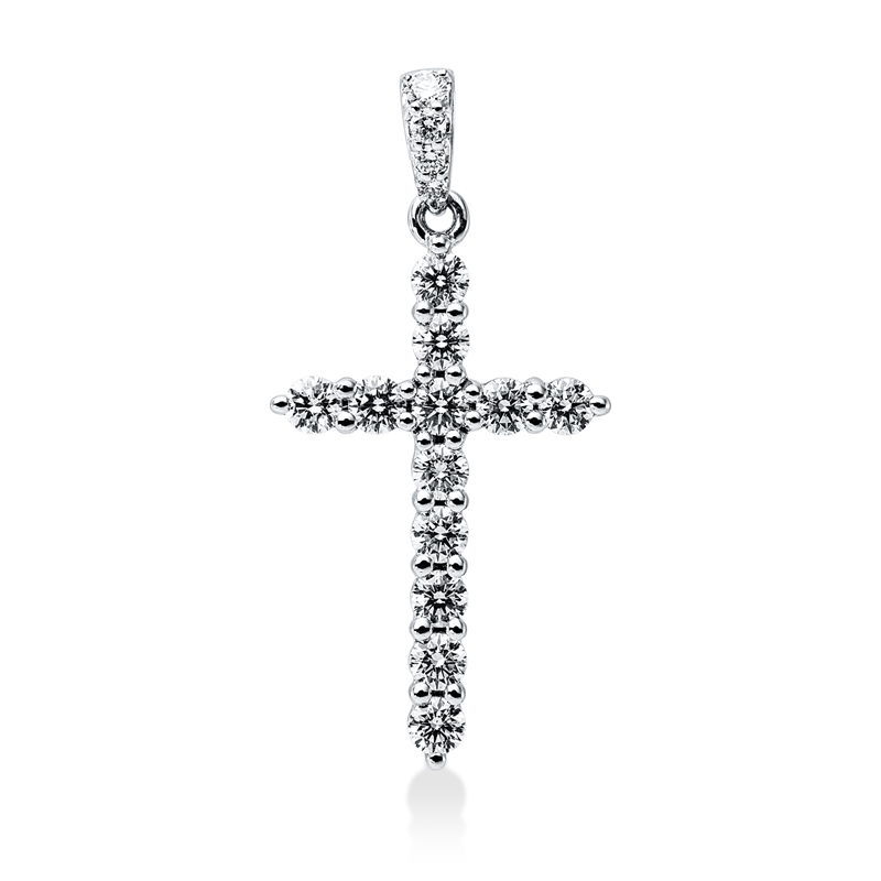 Image 90008877 - Anhänger 18 kt WG Kreuz, mit Öse, 16 Brillanten 1,06 ct, TW-vsi/si, H:33,6 mm, B:16,5 ...