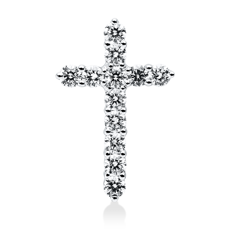 Image 90008878 - Anhänger 18 kt WG Kreuz, 12 Brillanten 0,59 ct, TW-vsi/si, H:19,4 mm, B:12,5 mm, S:3,5 ...