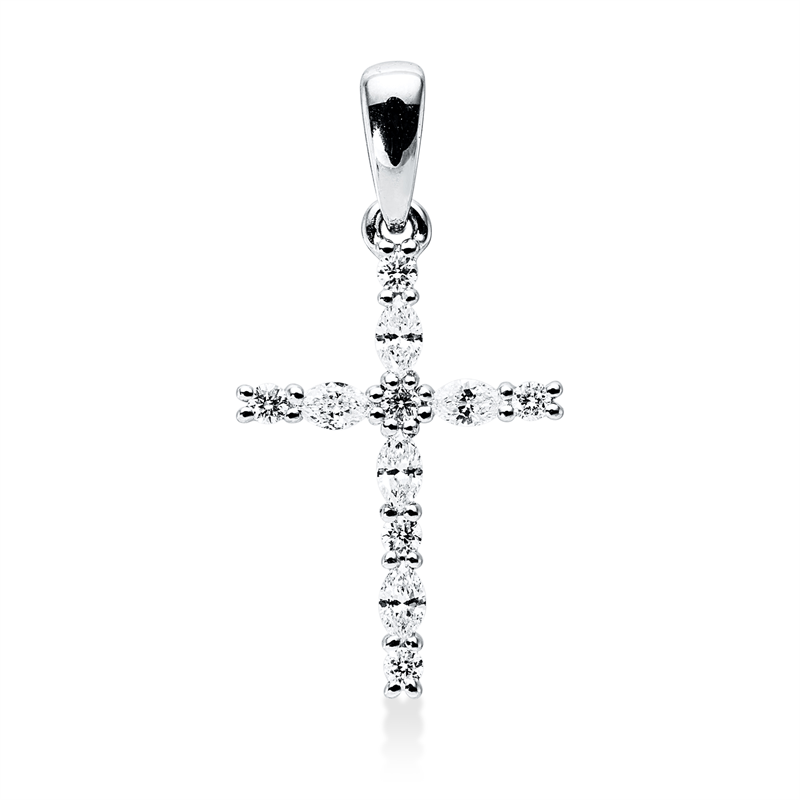 Image 90008879 - Anhänger 18 kt WG Kreuz, 5 Navette 0,18 ct, TW-vsi/si, 6 Brillanten 0,08 ct, TW-vsi/si, ...