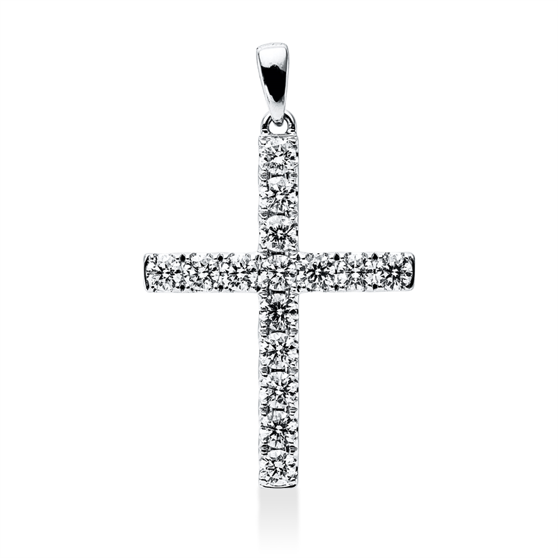 Image 90008880 - Anhänger 18 kt WG Kreuz, mit Öse, 15 Brillanten 1,50 ct, TW-vsi/si, H:35,5 mm, B:22,3 ...