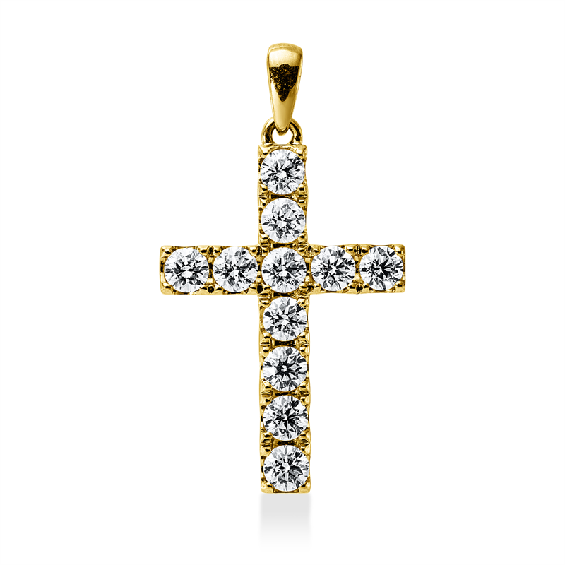 Image 90008881 - Anhänger 18 kt GG Kreuz, mit Öse, 11 Brillanten 1,57 ct, TW-vsi/si, H:31,6 mm, B:18,0 ...