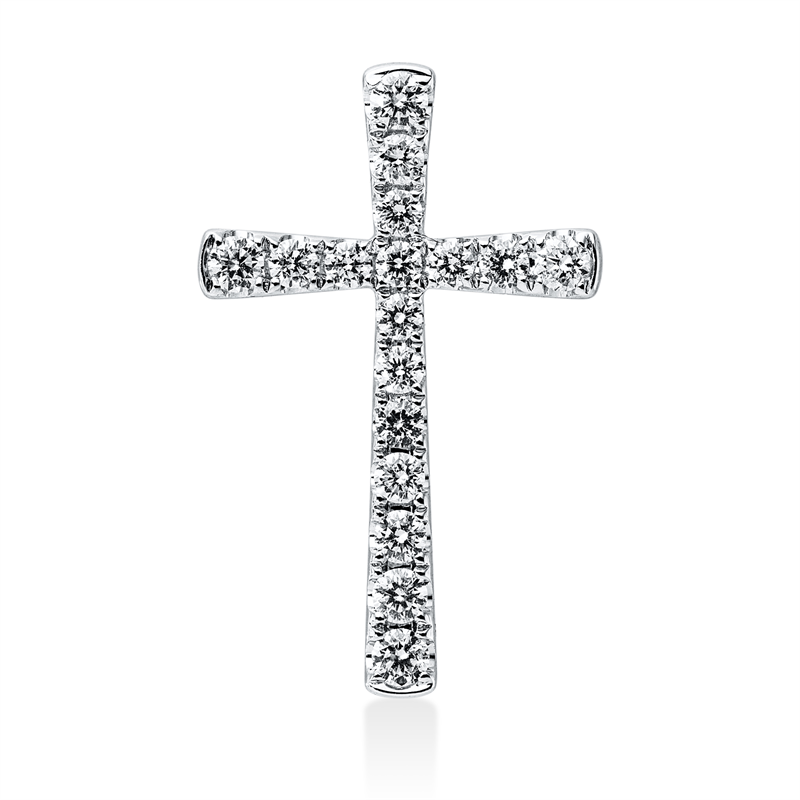 Image 90008896 - Anhänger 18 kt WG Kreuz, 17 Brillanten 0,55 ct, TW-vsi/si, H:25,1 mm, B:16,0 mm, S:3,8 ...