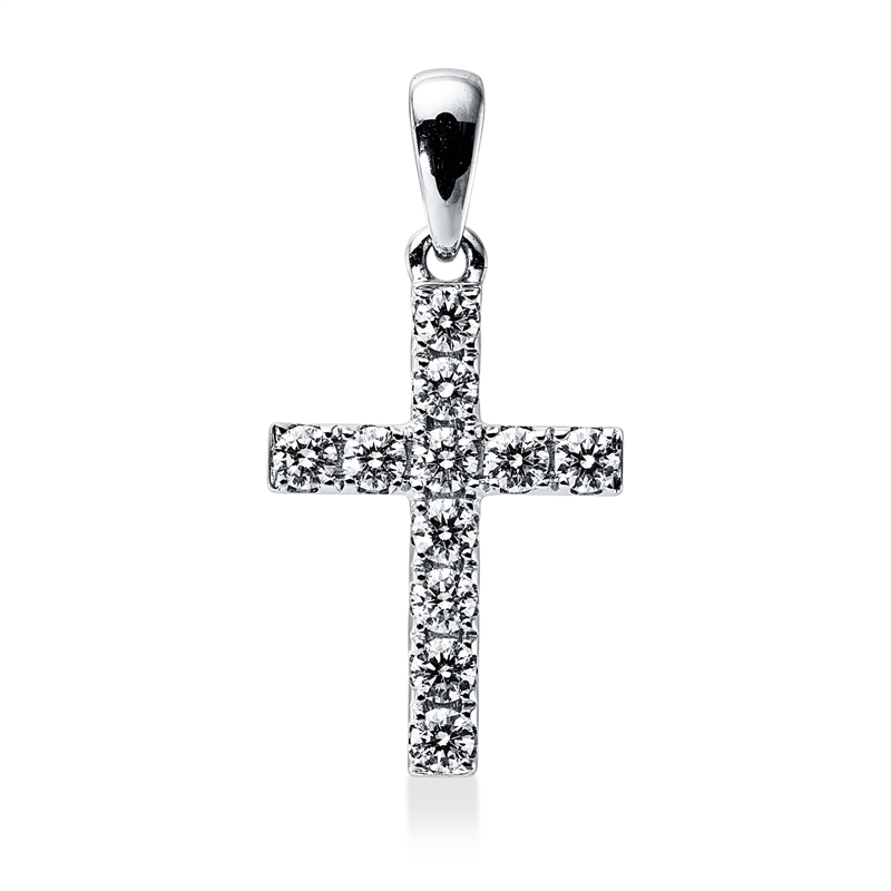 Image 90008898 - Anhänger 18 kt WG Kreuz, mit Öse, 11 Brillanten 0,48 ct, TW-vsi/si, H:24,2 mm, B:12,7 ...