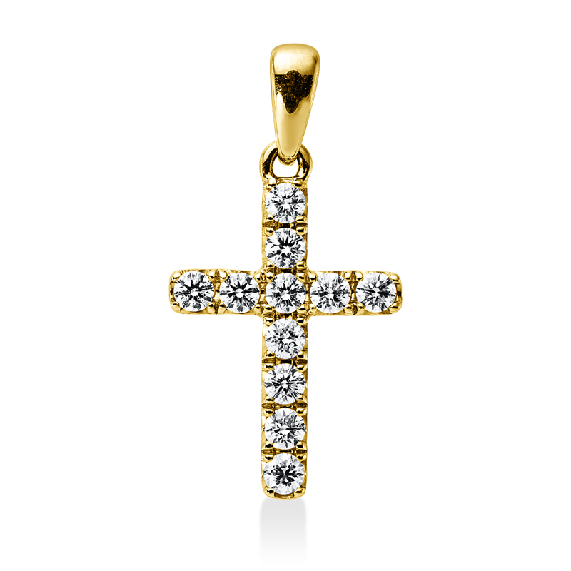 Image 90008899 - Anhänger 18 kt GG Kreuz, mit Öse, 11 Brillanten 0,50 ct, TW-vsi/si, H:24,8 mm, B:13,1 ...