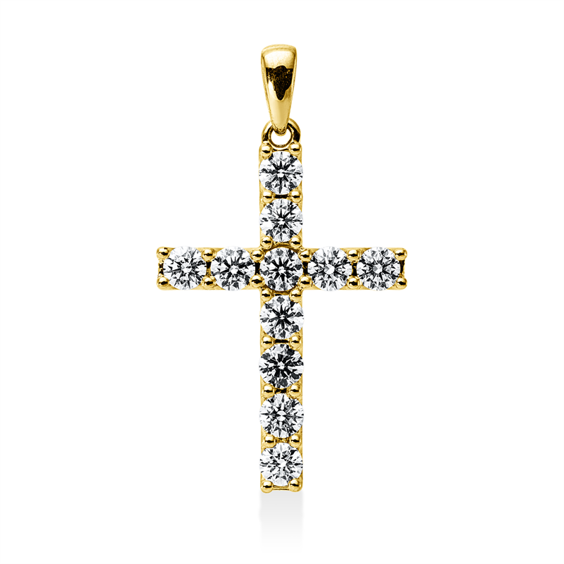 Image 90008900 - Anhänger 18 kt GG Kreuz, mit Öse, 11 Brillanten 1,50 ct, TW-vsi/si, H:33,1 mm, B:18,6 ...