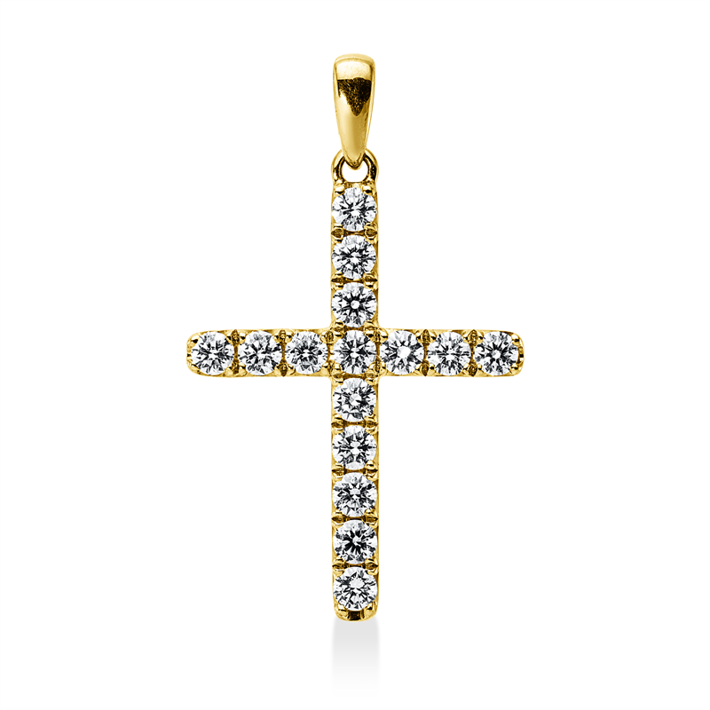 Image 90008903 - Anhänger 18 kt GG Kreuz, mit Öse, 15 Brillanten 0,98 ct, TW-vsi/si, H:32,3 mm, B:19,6 ...