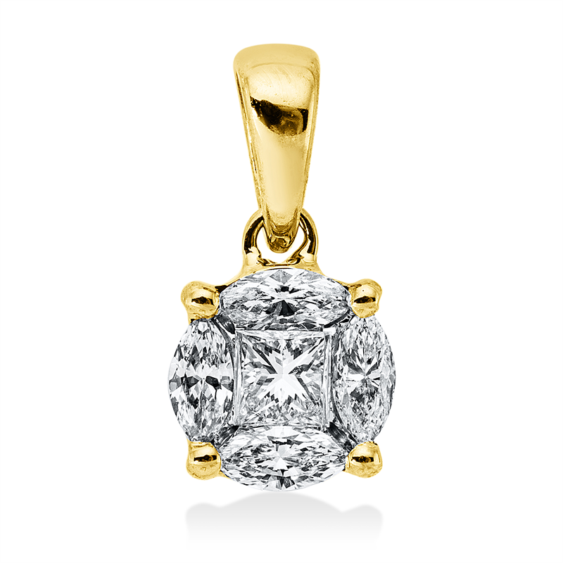 Image 90008906 - Anhänger 18 kt GG, mit Öse, 1 Princ. 0,08 ct, TW-si, 4 Navette 0,14 ct, TW-si, H:10,0 ...