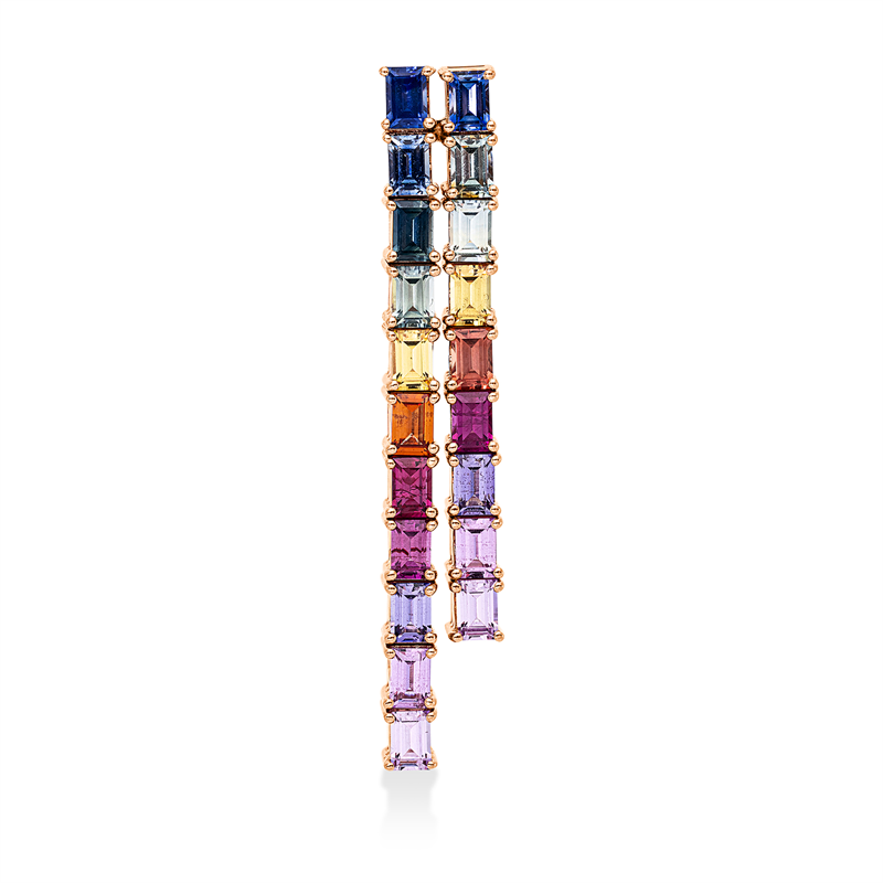 Image 90008907 - Anhänger 18 kt RG, 20 Saphire 1,76 ct multicolor, H:34,8 mm, B:5,5 mm, S:3,5 ...