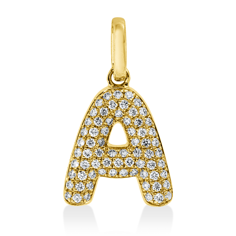 Image 90008908 - Anhänger 18 kt GG A, 69 Brillanten 0,11 ct, W-si, H:13,0 mm, B:7,8 mm, S:1,5 ...