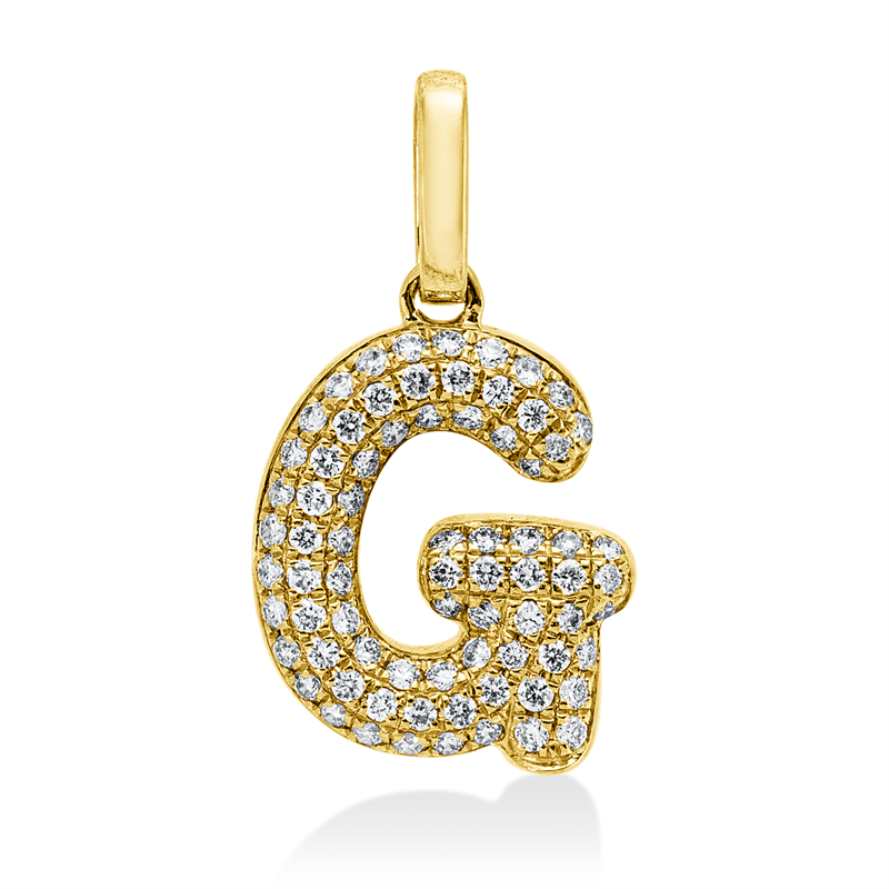 Image 90008914 - Anhänger 18 kt GG G, 75 Brillanten 0,12 ct, W-si, H:14,3 mm, B:7,6 mm, S:1,8 ...