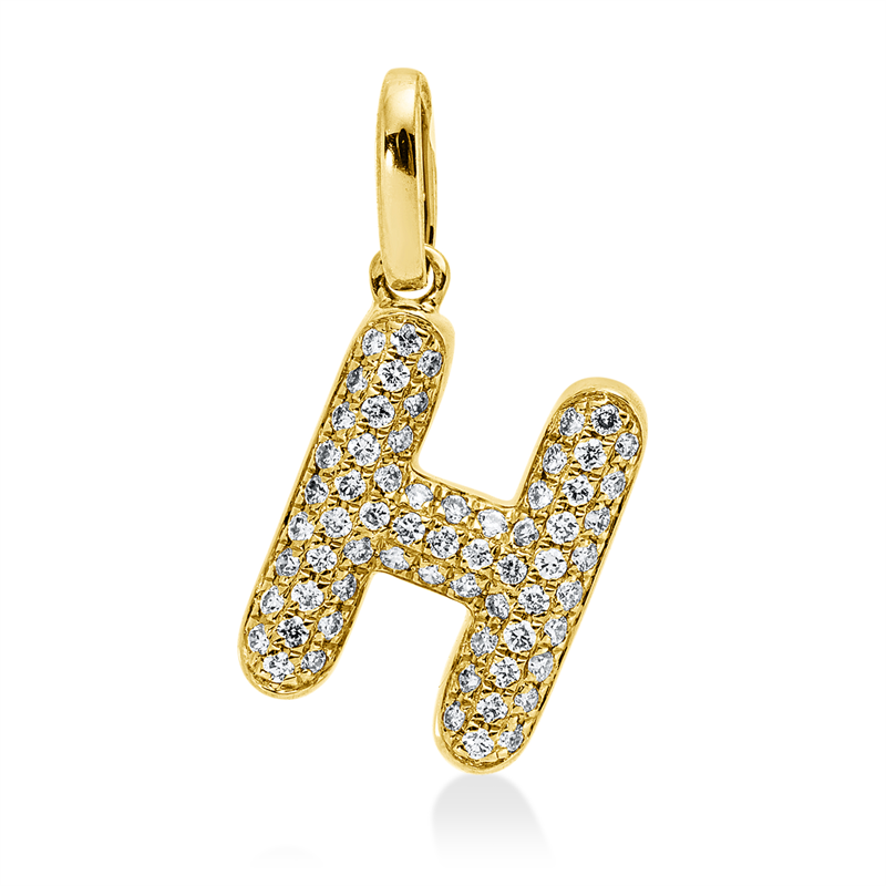 Image 90008915 - Anhänger 18 kt GG H, 65 Brillanten 0,10 ct, W-si, H:15,0 mm, B:10,0 mm, S:1,7 ...