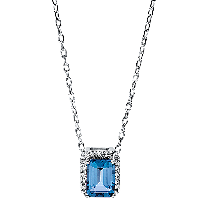 Image 90008975 - Collier 4er-Krappe 18 kt WG, mit ZÖ 40 cm 43 cm, 20 Brillanten 0,08 ct, TW-si, 1 Topas ...