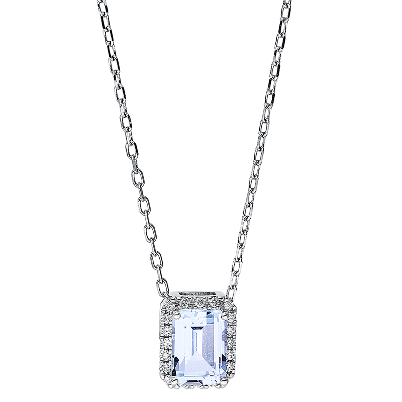 Image 90008978 - Collier 4er-Krappe 18 kt WG, mit ZÖ 40 cm 43 cm, 20 Brillanten 0,08 ct, TW-si, 1 Topas ...