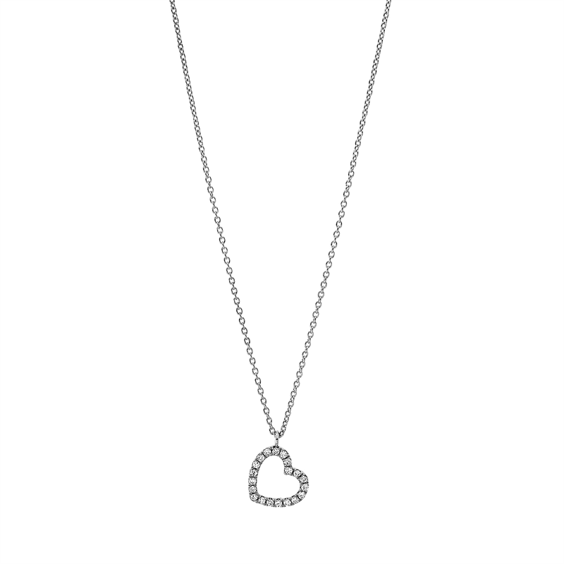 Image 90008987 - Collier 18 kt WG Herz, mit ZÖ 40cm ,42 cm, 20 Brillanten 0,06 ct, TW-si, H:6,8 mm, B:7,2 ...