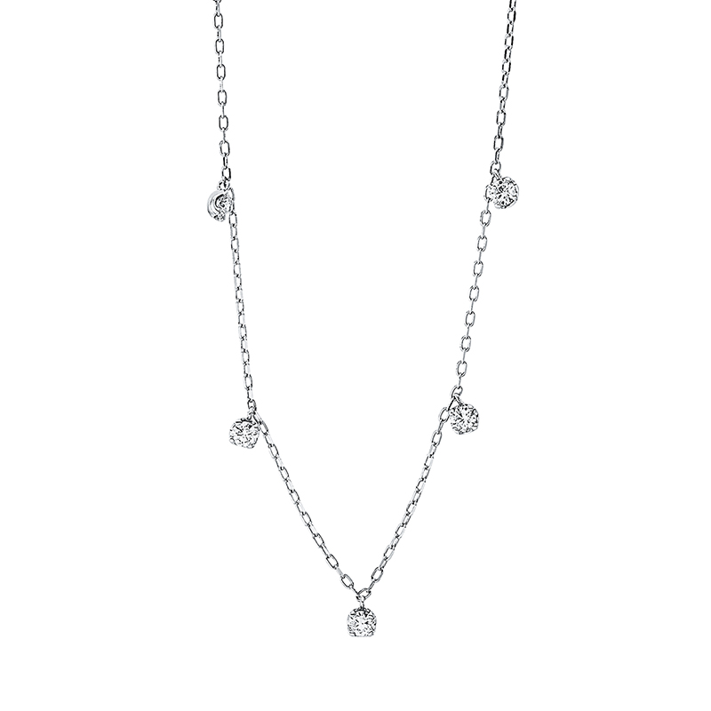 Image 90008993 - Collier 18 kt WG, 5 Brillanten 0,38 ct, TW-pi, L:45,7 cm =*=*= Unterkategorie: Modern ...