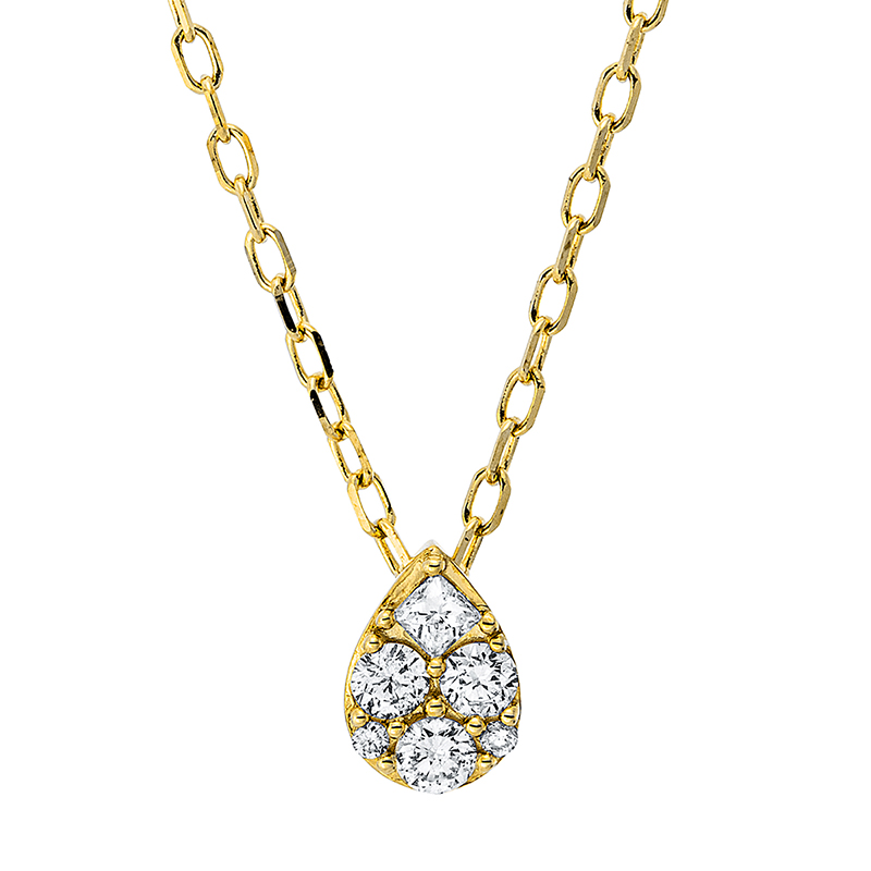 Image 90008997 - Collier 18 kt GG Tropfen, mit ZÖ 40 cm 43 cm, 3 Brillanten 0,10 ct, TW-pi, 1 Princ. ...