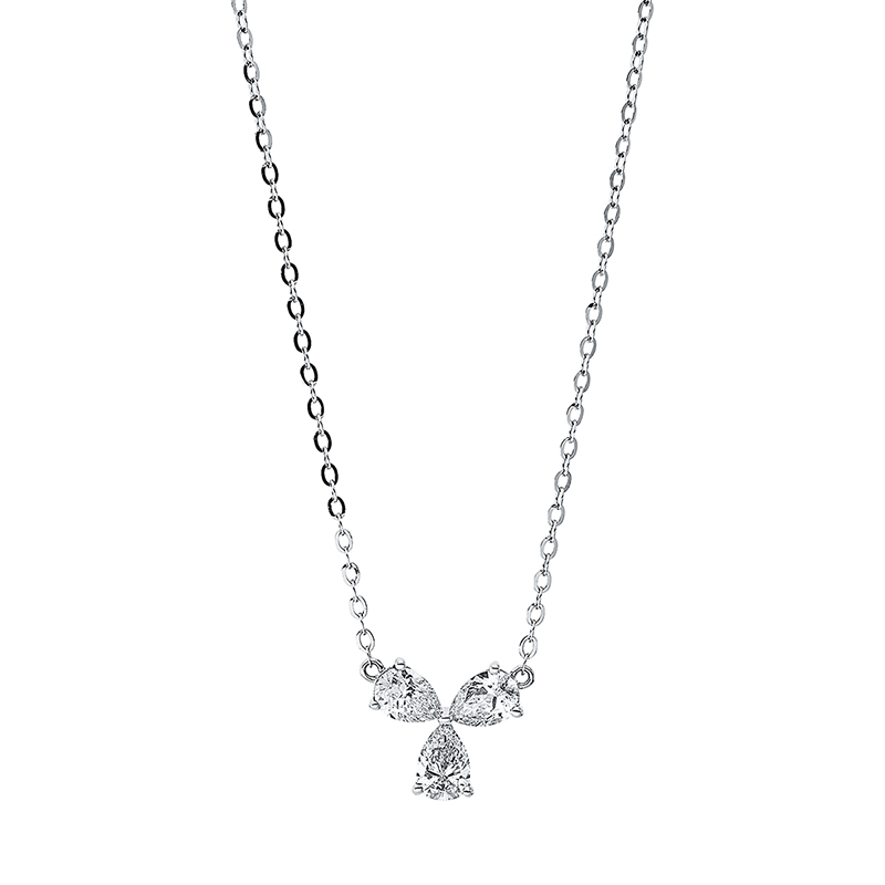 Image 90008999 - Collier 18 kt WG, 3 Tropfen 1,01 ct, TW-vsi, H:10,3 mm, B:12,6 mm, L:50,8 cm, S:3,7 ...