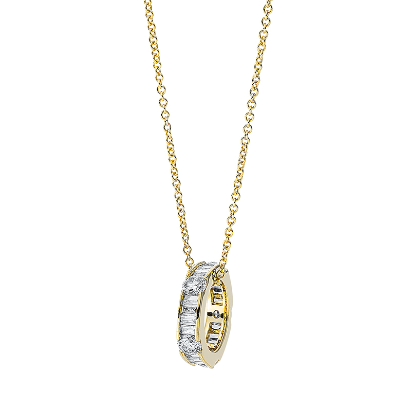 Image 90009000 - Collier 18 kt GG, 20 Baguette 0,28 ct, TW-si, 5 Brillanten 0,41 ct, TW-si, L:45,0 cm, ...