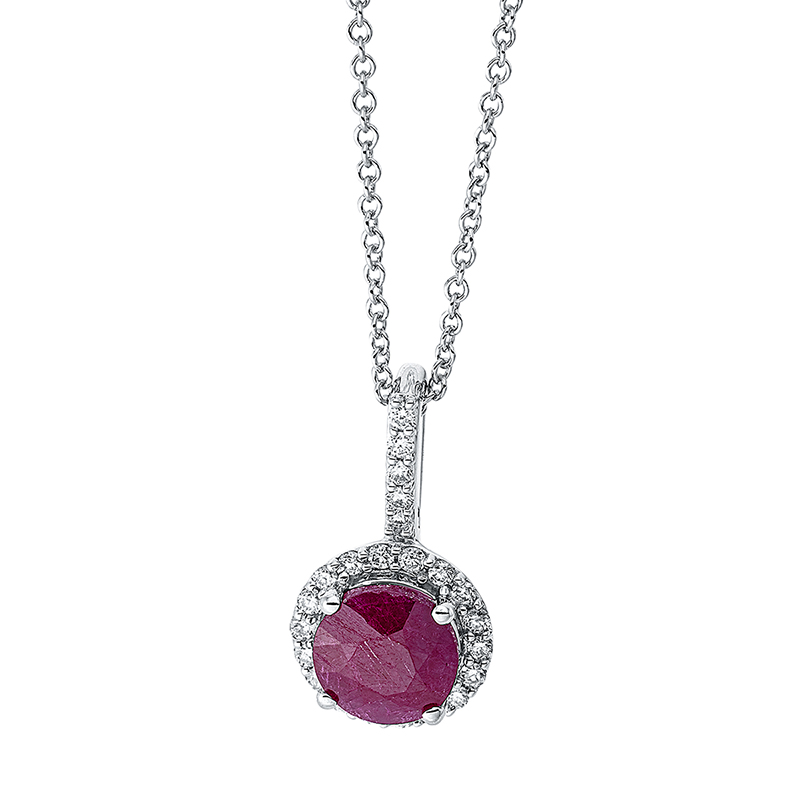 Image 90009001 - Collier 4er-Krappe 18 kt WG, mit ZÖ 40 cm, 23 Brillanten 0,13 ct, TW-si, 1 Rubin 1,09 ct ...