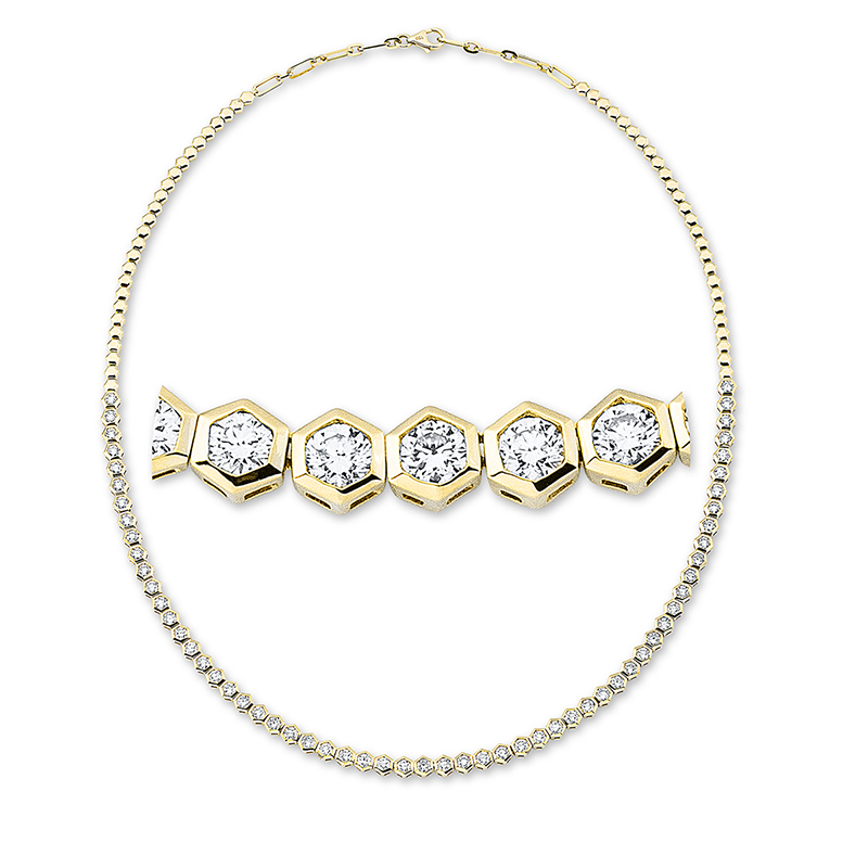 Image 90009002 - Collier 18 kt GG, 59 Brillanten 4,65 ct, TW-si, H:4,0 mm, L:42,0 cm, S:2,5 ...