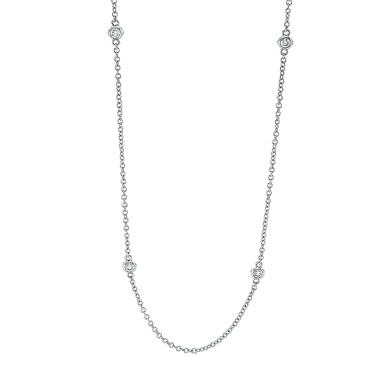 Image 90009004 - Collier Zarge 18 kt WG, mit ZÖ 39,3 40,6 42 cm, 7 Brillanten 0,21 ct, TTLB-si, L:43,2 ...