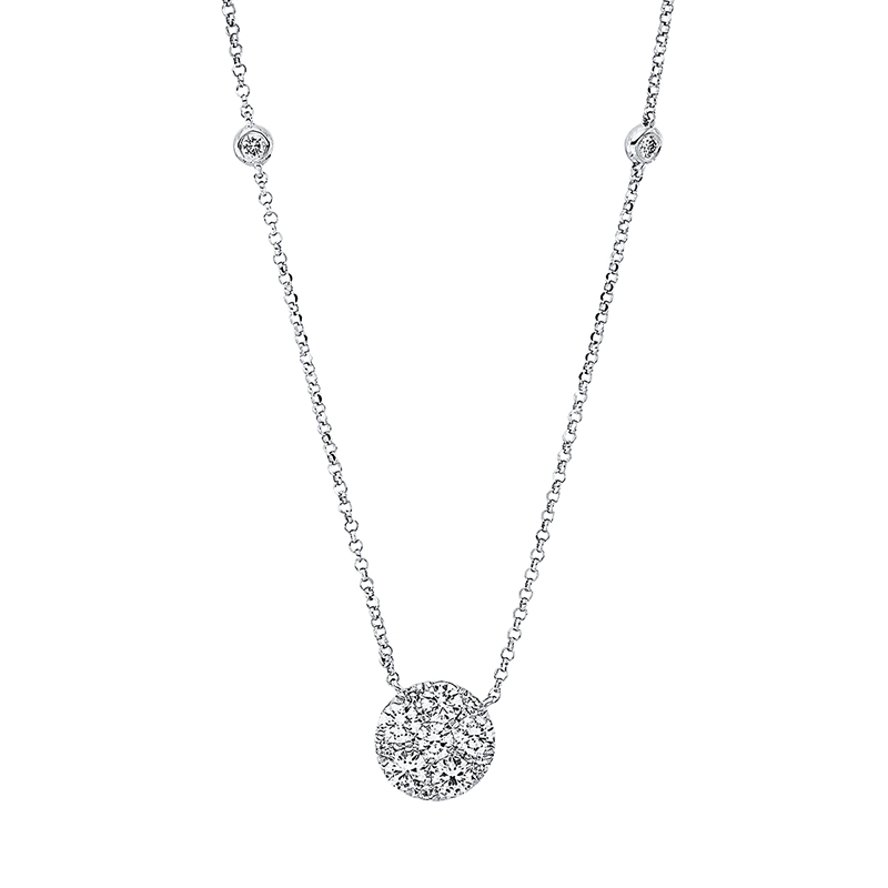 Image 90009006 - Collier 18 kt WG, mit ZÖ 38.1 cm 40.6 cm, 7 Brillanten 0,10 ct, TW-si, 1 Brill. 0,07 ...
