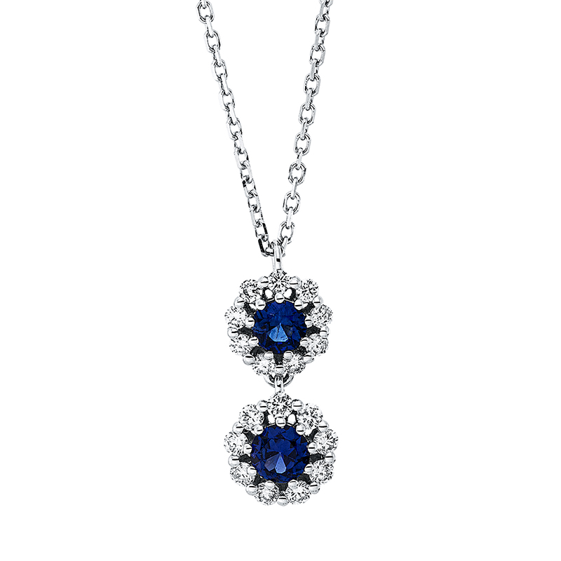 Image 90009007 - Collier 18 kt WG, 18 Brillanten 0,23 ct, TW-si, 2 Saphire 0,43 ct blau, L:43,2 ...
