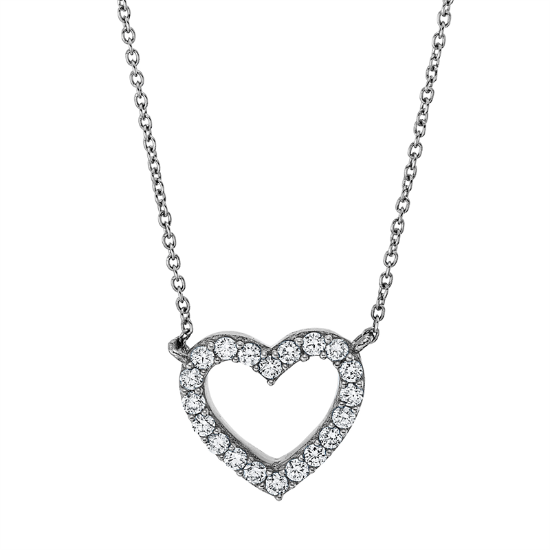 Image 90009009 - Collier 18 kt WG Herz, mit ZÖ 40 cm, 20 Brillanten 0,16 ct, TW-si, H:9,3 mm, B:11,1 mm, ...