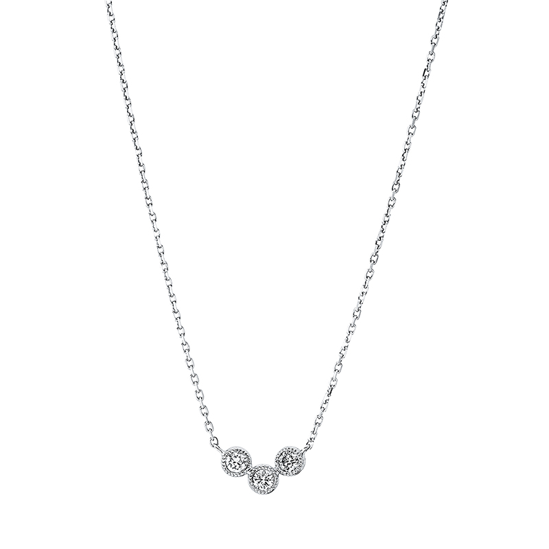 Image 90009010 - Collier Zarge 18 kt WG, mit ZÖ 40 cm 42 cm, 3 Brillanten 0,12 ct, TW-si, L:45,0 ...