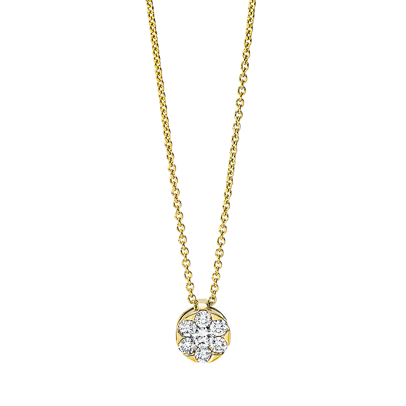 Image 90009013 - Collier 18 kt GG, mit ZÖ 42 cm, 1 Brill. 0,08 ct, TW-si, 6 Brillanten 0,18 ct, TW-si, ...