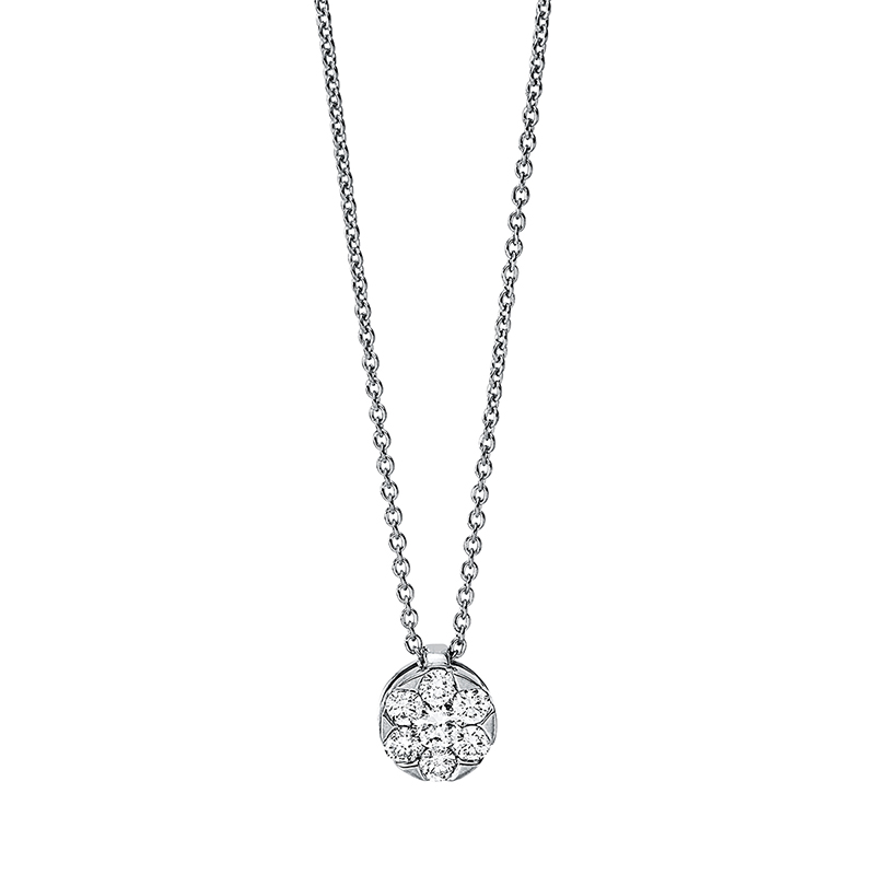 Image 90009014 - Collier 18 kt WG, mit ZÖ 42 cm, 1 Brill. 0,08 ct, TW-si, 6 Brillanten 0,18 ct, TW-si, ...
