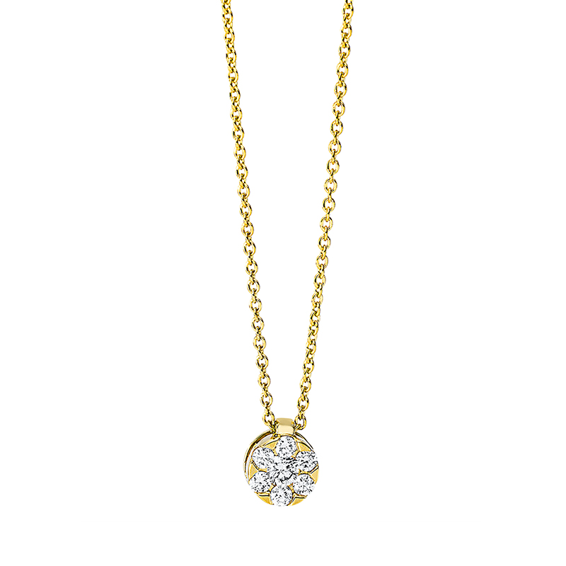 Image 90009015 - Collier 18 kt GG, mit ZÖ 42 cm, 1 Brill. 0,05 ct, TW-si, 6 Brillanten 0,09 ct, TW-si, ...