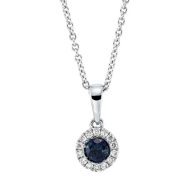 Image 90009016 - Collier 18 kt WG, mit ZÖ 42 cm, 14 Brillanten 0,08 ct, TW-si, 1 Saphir 0,28 ct blau, ...