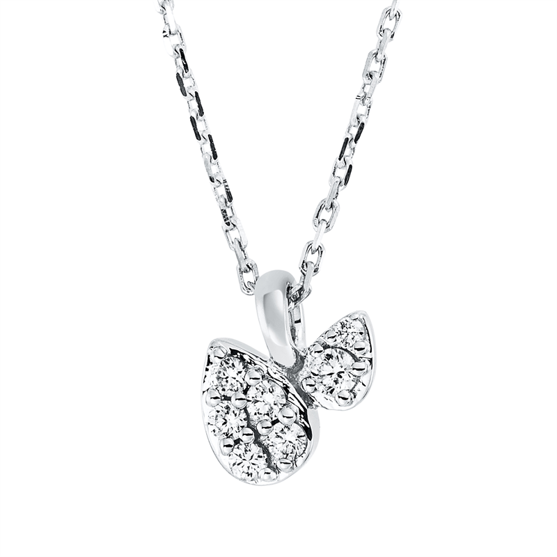 Image 90009026 - Collier 18 kt WG, mit ZÖ 42 cm, 1 Brill. 0,01 ct, TW-si, 1 Brill. 0,02 ct, TW-si, 5 ...