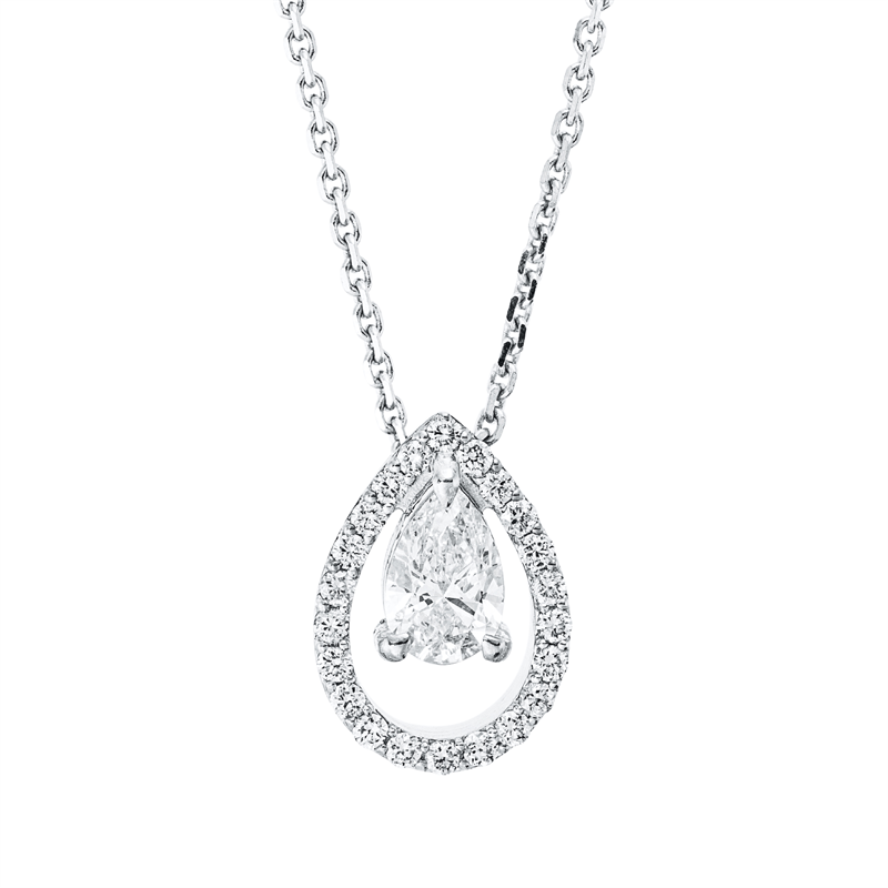 Image 90009030 - Collier 18 kt WG Tropfen, mit ZÖ 42 cm, 1 Tropfen 0,32 ct, TW-si, 22 Brillanten 0,14 ct, ...