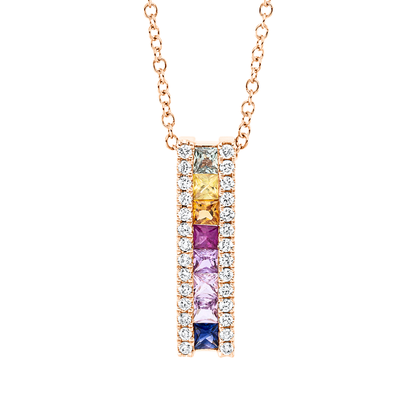 Image Collier 18 kt RG, mit ZÖ 40 cm 43 cm, 28 Brillanten 0,20 ct, TW-si, 8 Saphire 0,62 ct ...