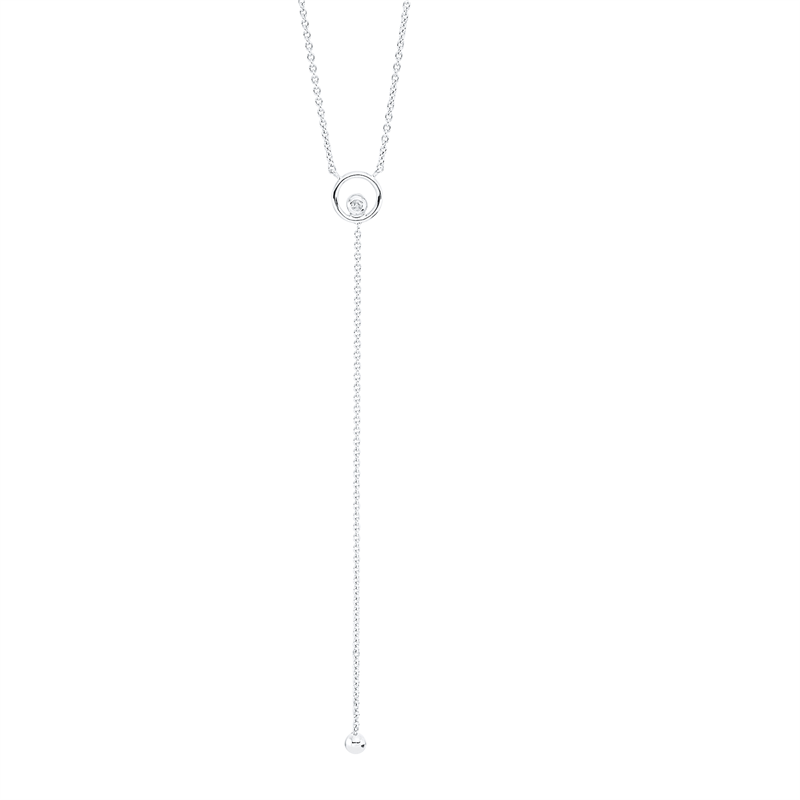 Image Collier 18 kt WG, 1 Brill. 0,01 ct, TW-pi, L:45,7 cm