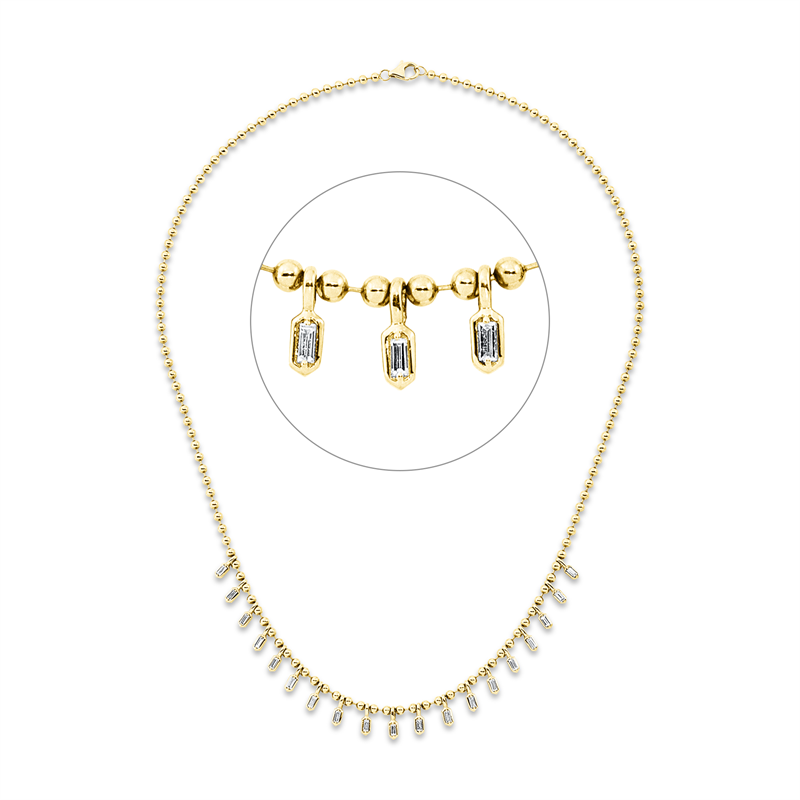 Image Collier 14 kt GG, 19 Baguette 0,59 ct, TW-si, L:45,7 cm. Unverbindliche Preisempfehlung: ...