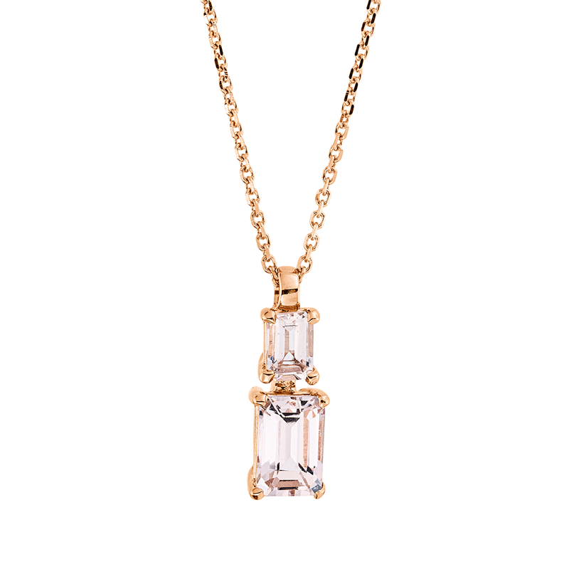 Image 90009044 - Collier 4er-Krappe 18 kt RG, mit ZÖ 42 cm, 1 Morganit 0,46 ct, 1 Morganit 0,19 ct, ...