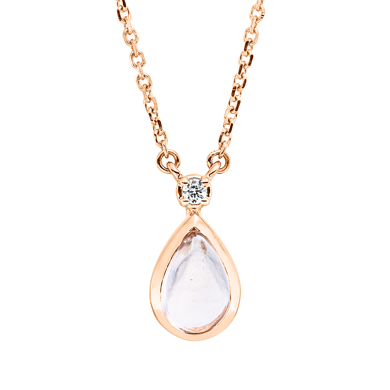 Image 90009046 - Collier Zarge 18 kt RG Tropfen, Fassung rhodiniert, ZÖ 42 cm, 1 Brill. 0,01 ct, TW-si, 1 ...