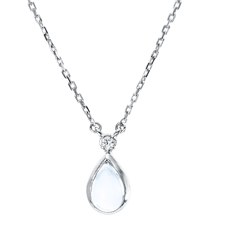 Image 90009047 - Collier Zarge 18 kt WG Tropfen, mit ZÖ 42 cm, 1 Brill. 0,01 ct, TW-si, 1 Topas 0,40 ct ...