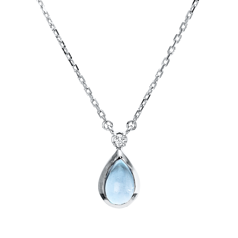Image 90009048 - Collier Zarge 18 kt WG Tropfen, mit ZÖ 42 cm, 1 Brill. 0,01 ct, TW-si, 1 Topas 0,40 ct ...