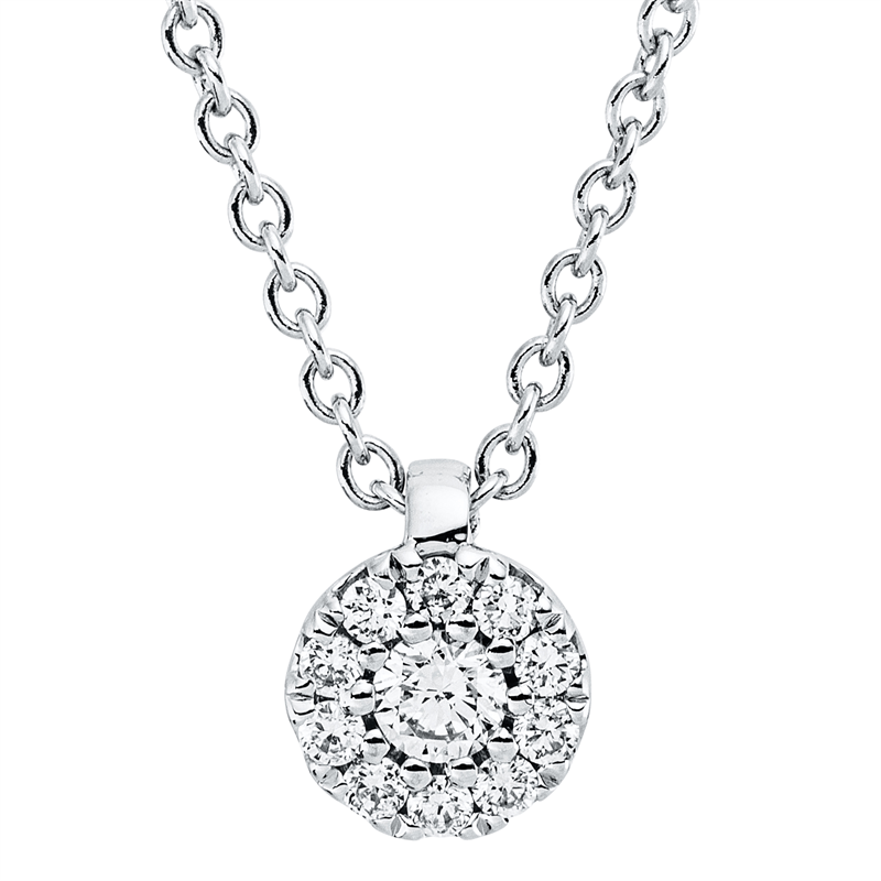 Image 90009056 - Collier 18 kt WG, mit ZÖ 42 cm, 1 Brill. 0,06 ct, TW-si, 10 Brillanten 0,07 ct, TW-si, ...