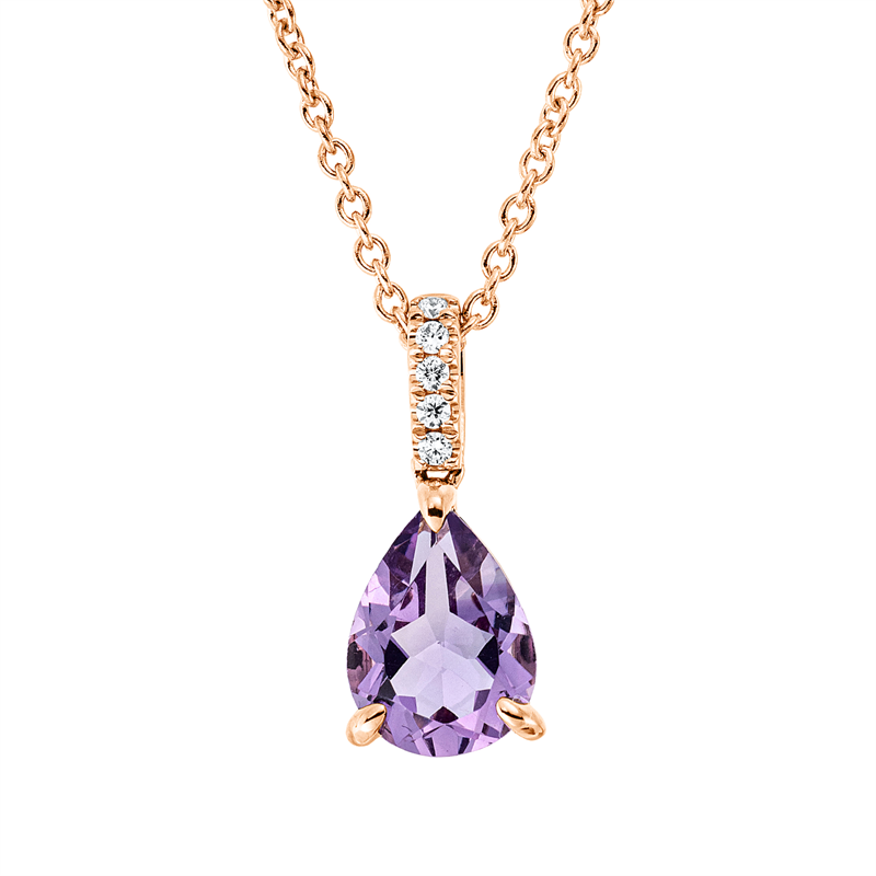 Image 90009057 - Collier 3er-Krappe 18 kt RG, mit ZÖ 42 cm, 5 Brillanten 0,03 ct, TW-si, 1 Amethyst 0,94 ...