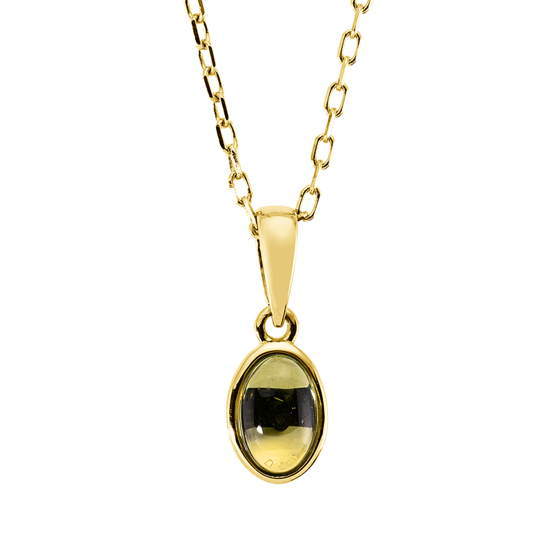 Image 90009059 - Collier Zarge 18 kt GG Oval, 1 Peridot 0,49 ct, H:13,4 mm, B:5,1 mm, L:45,0 cm, S:3,6 ...